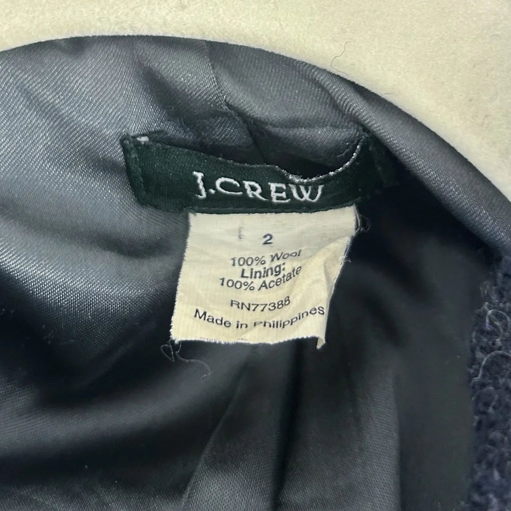 Y2K J. Crew Fiona 100% Wool Heathered Grey Cropped Ruffle Jacket Size 2 - Picture 7 of 7